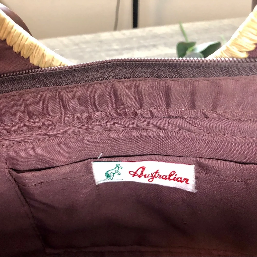 Vintage Wooden Handle Straw Zipper Handbag - Picture 14 of 16